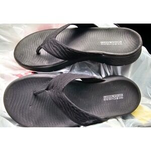 Skechers On-the-GO 600 Sunny Flip Flop Sandals Wmn 8 Charcoal Gray Thong EUC #